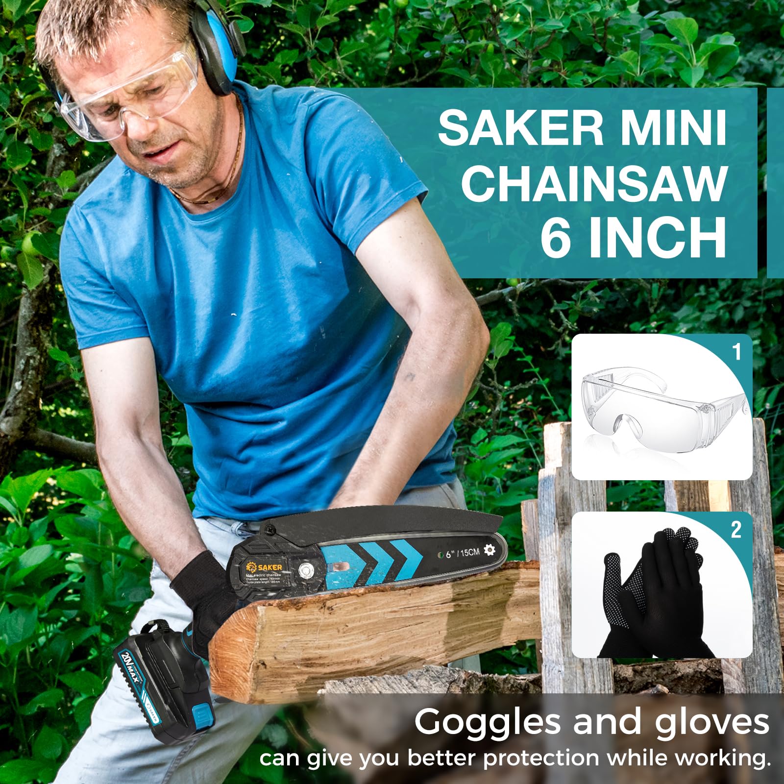 Saker Mini Chainsaw stored neatly with accessories organized.