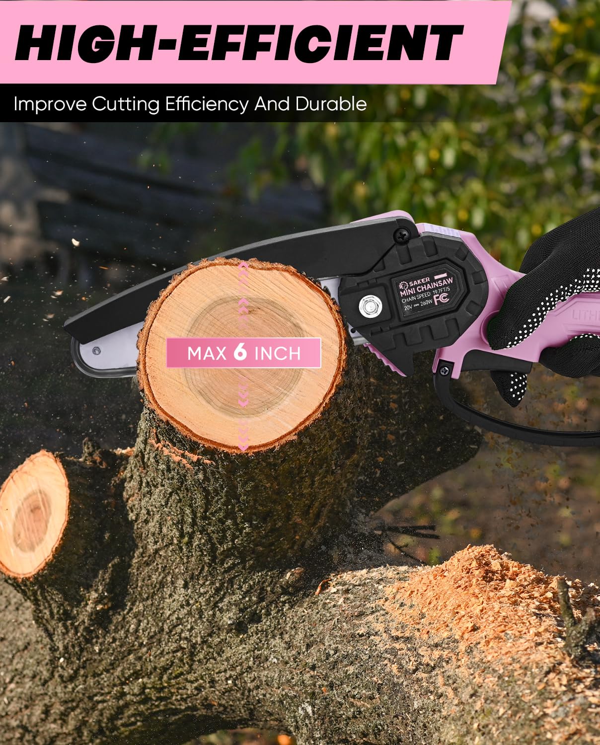 Saker Mini Chainsaw with battery pack for long-lasting cordless cutting sessions
