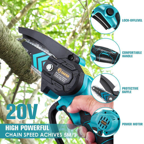 Compact design of Saker Mini Chainsaw for comfortable one handed use