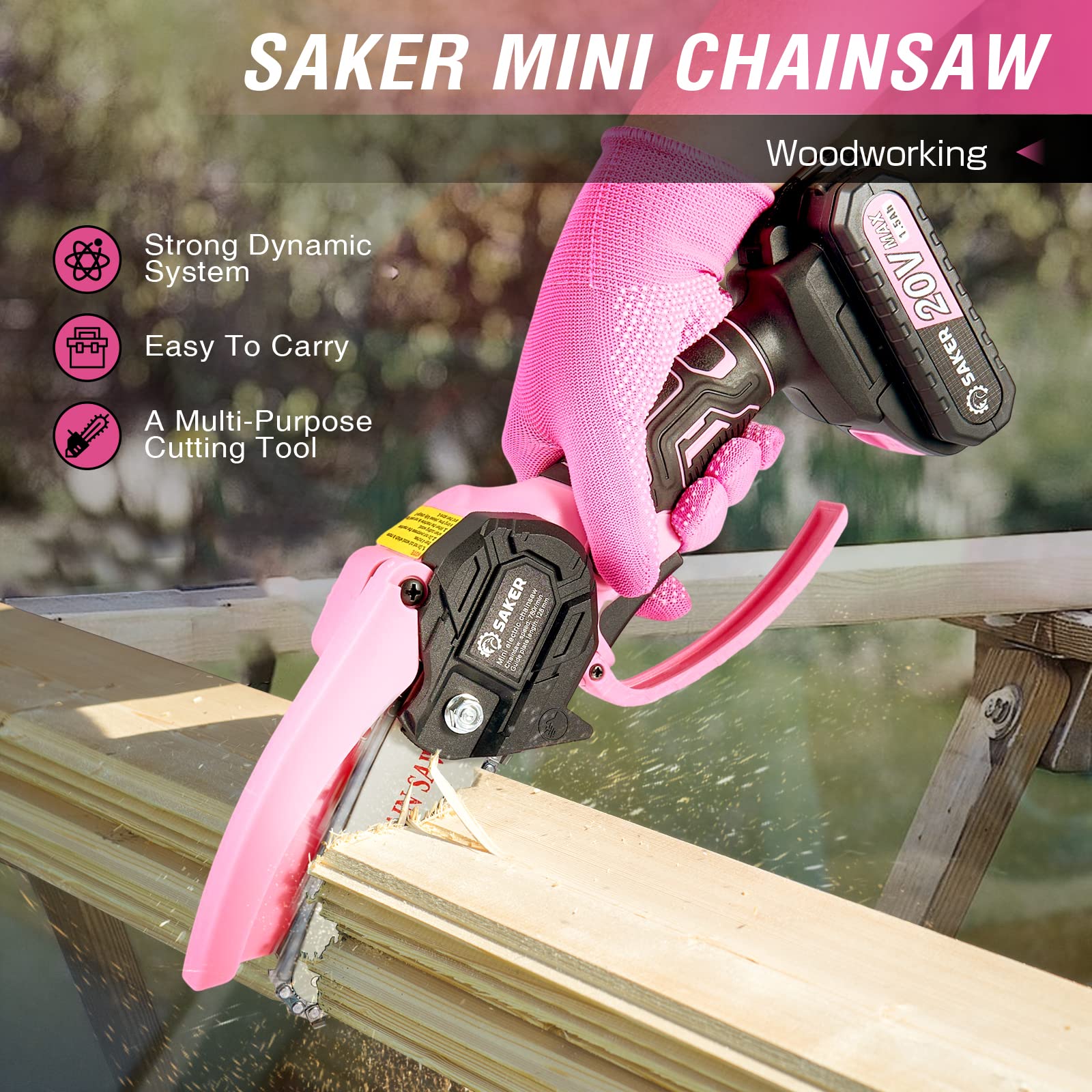 Saker Mini Chainsaw cuts wood quickly with powerful performance