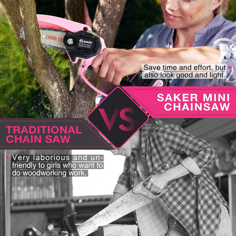 Saker Mini Chainsaw in one-hand use ideal for pruning branches