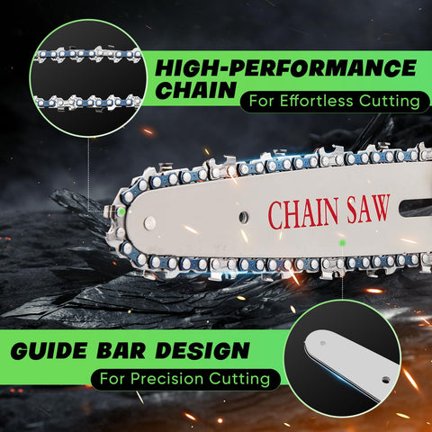 Safety lock on the Saker Mini Chainsaw prevents accidental start.