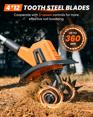 Saker SK-TC18A shows the 3-speed control dial for precise soil care