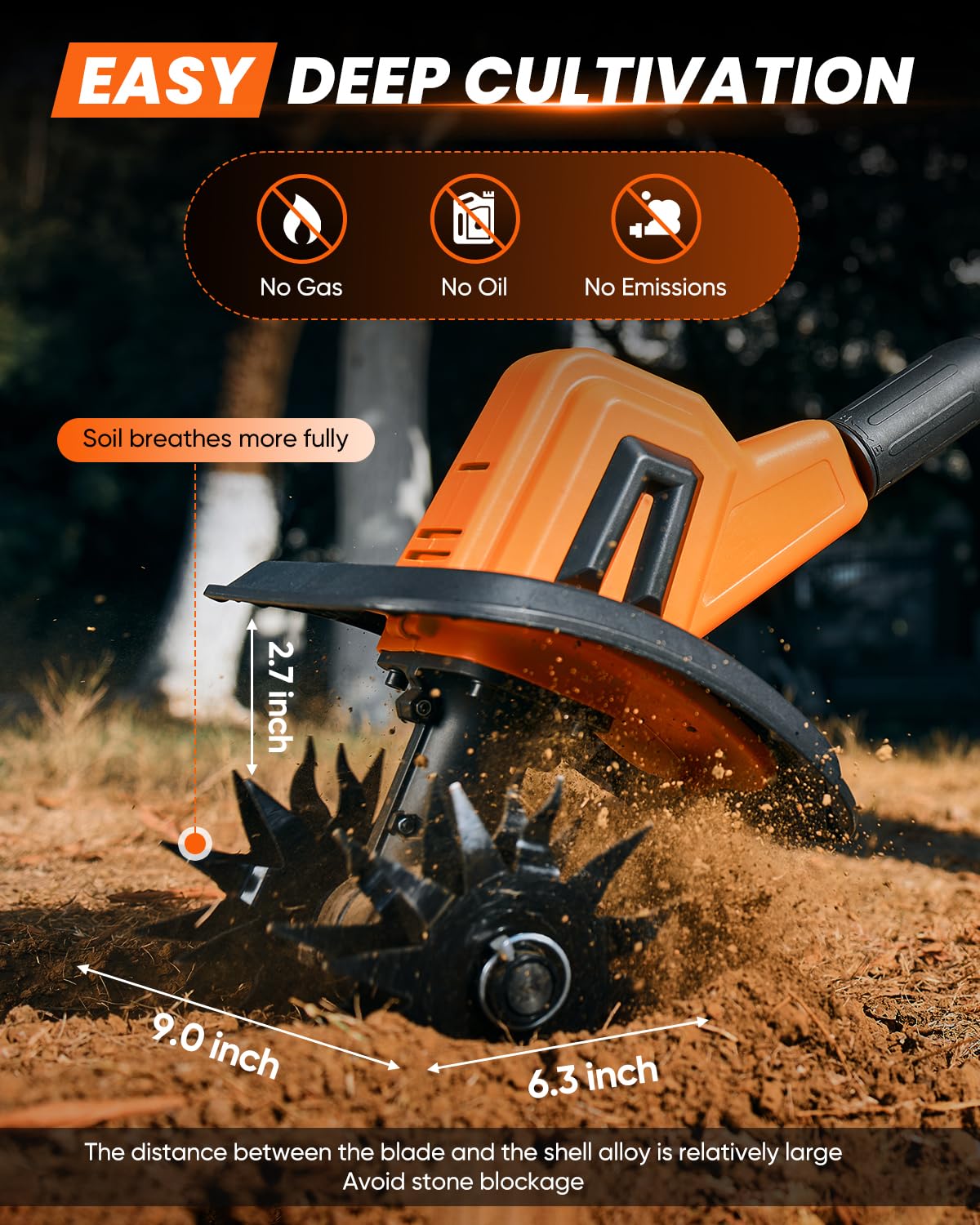 Saker SK-TC18A demonstrates 6.3-inch depth for thorough soil loosening