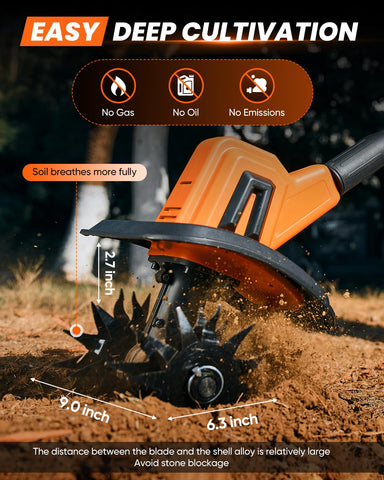Saker SK-TC18A demonstrates 6.3-inch depth for thorough soil loosening