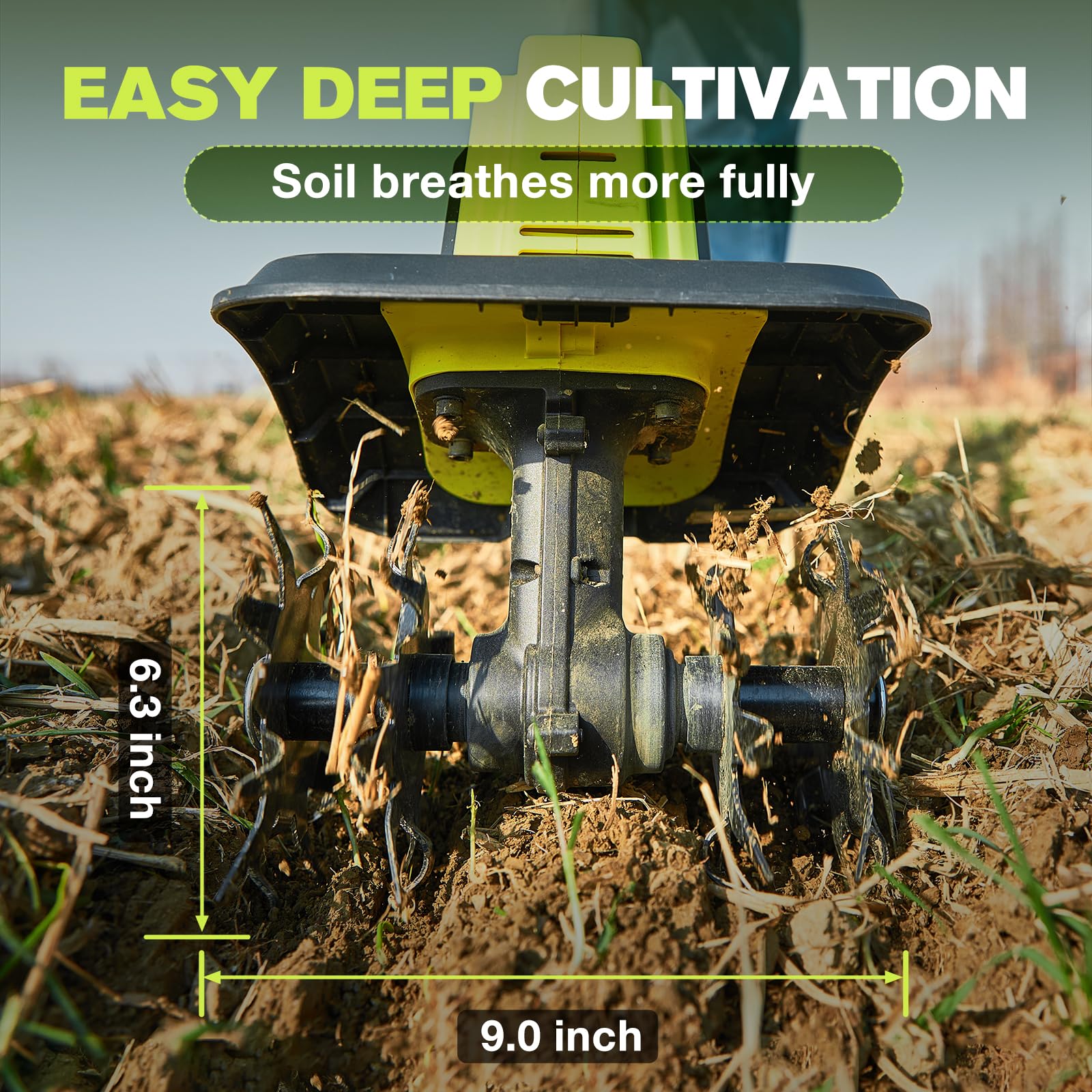 Compact storage solution with the Saker cordless tiller.