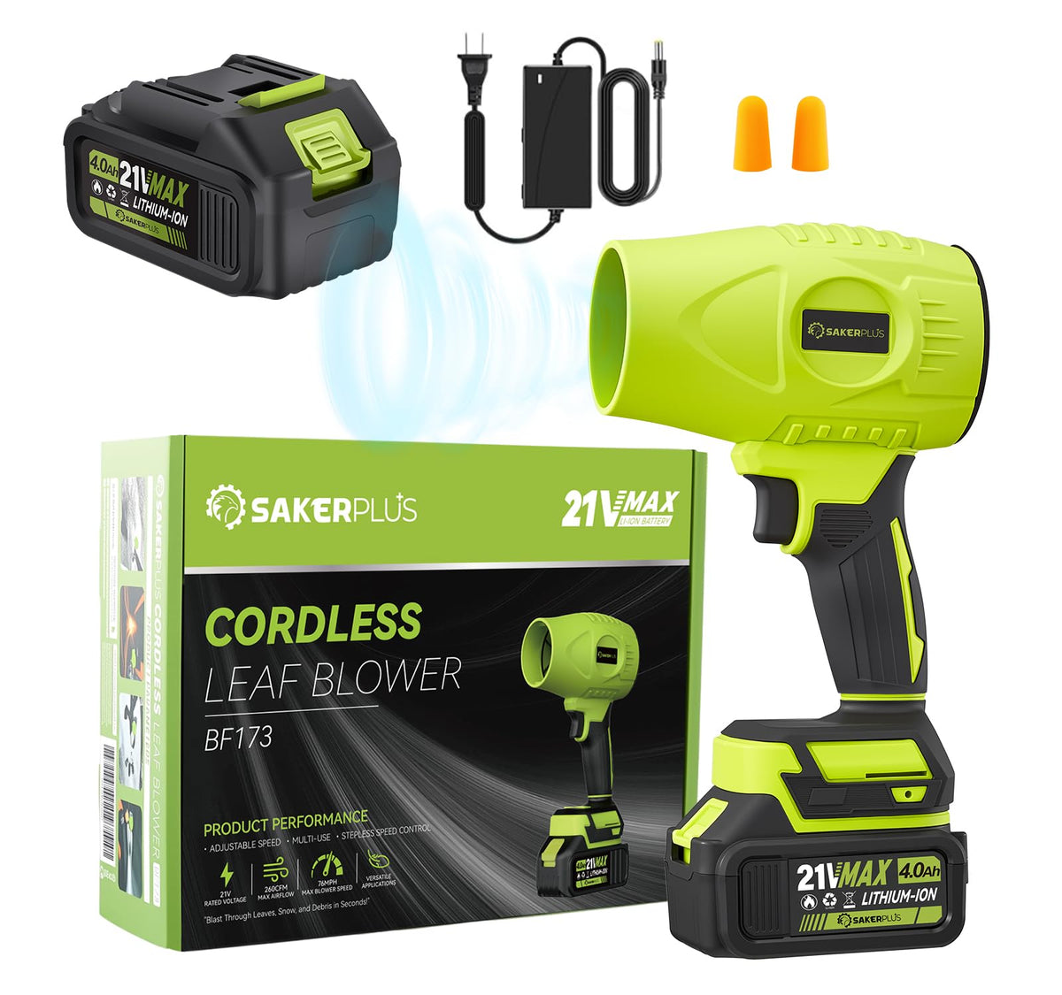 SakerPlus portable dust cleaner with battery pack for extended cordless use.