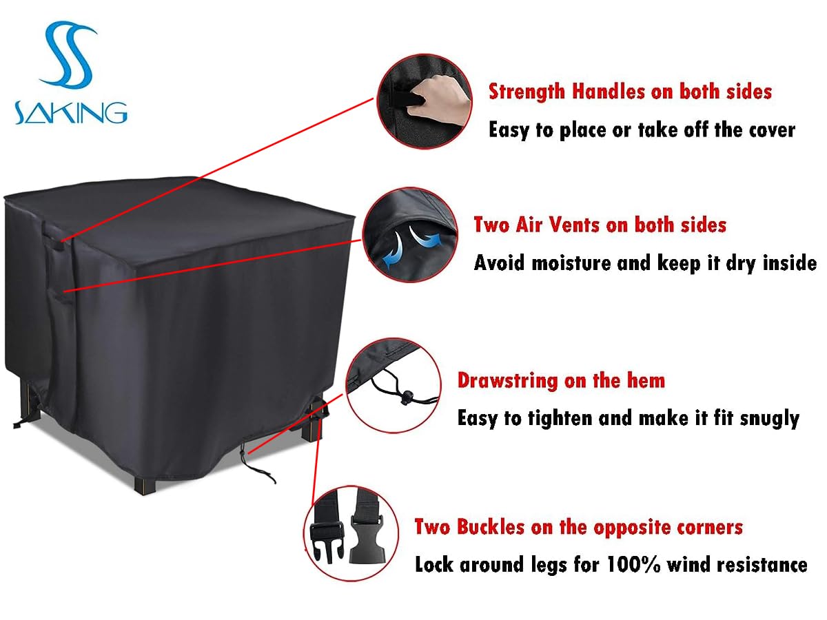 Saking cover features side air vents and easy-grip handles