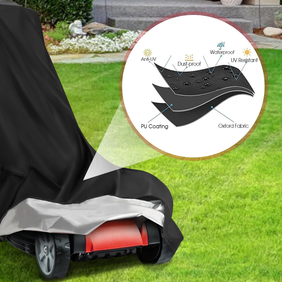 Saking dimensions 74 x 25 x 39 inches fit most walk-behind mowers