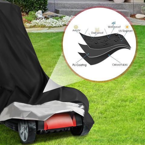 Saking dimensions 74 x 25 x 39 inches fit most walk-behind mowers