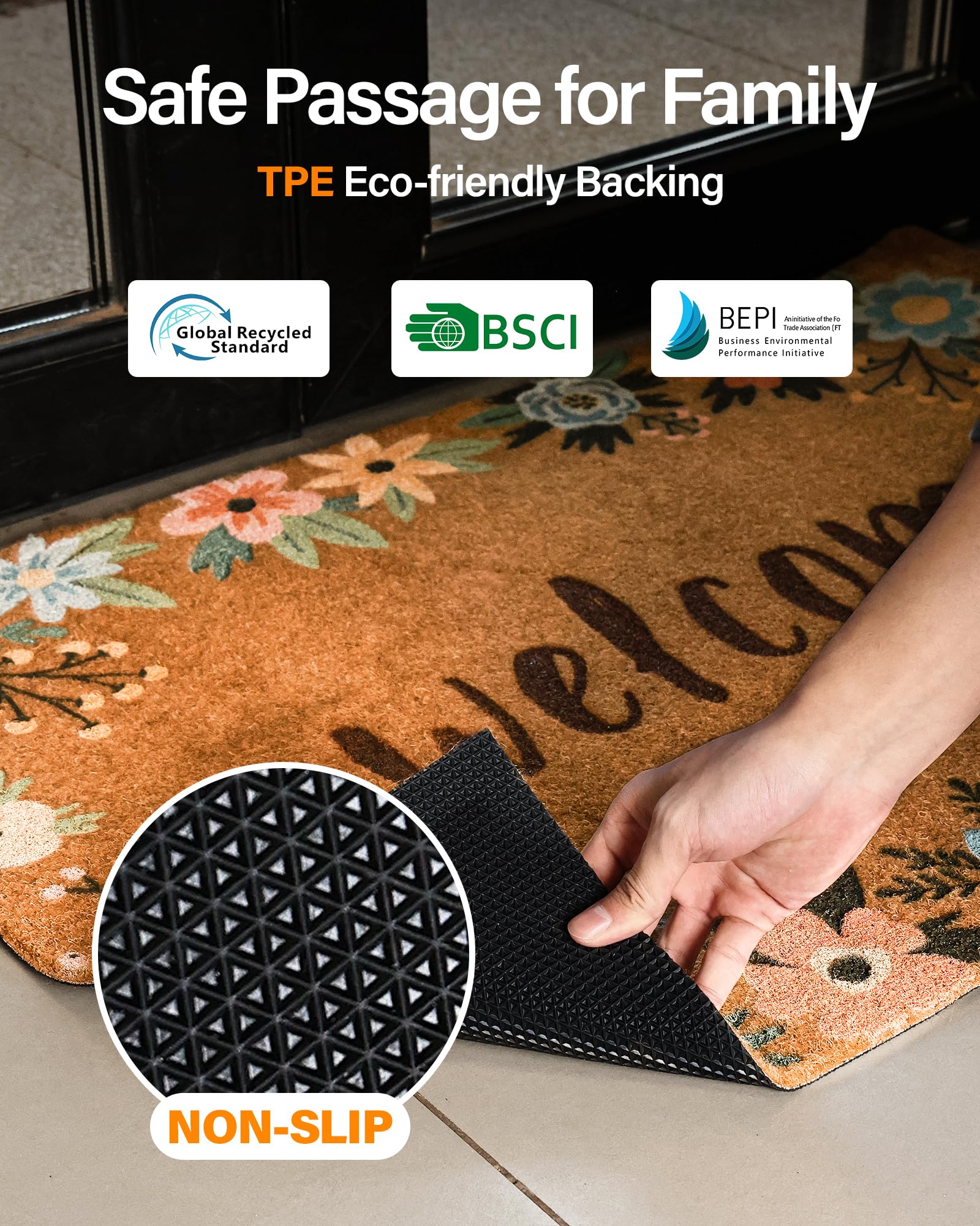 SAKSUN outdoor non-slip mat stays put on windy entryways.
