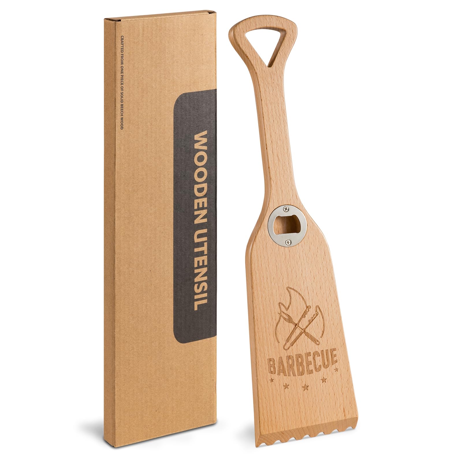 Salato wood grill scraper bristle-free design for safe, residue-free cleaning.