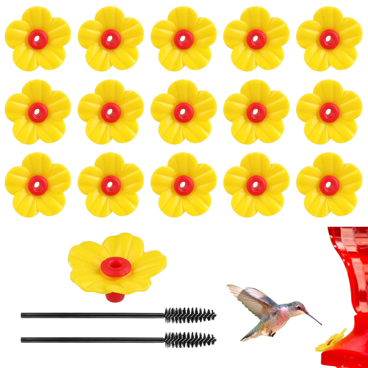 Salbsever hummingbird feeder flowers yellow replaceable blooms attract hummingbirds and brighten outdoors.