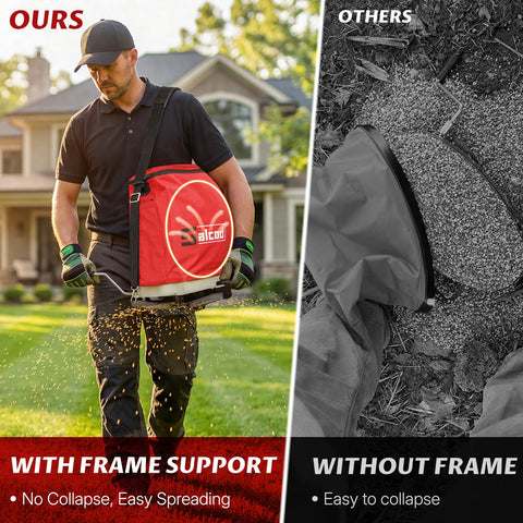 Salcod enclosed gear system protects internals for consistent spreading.