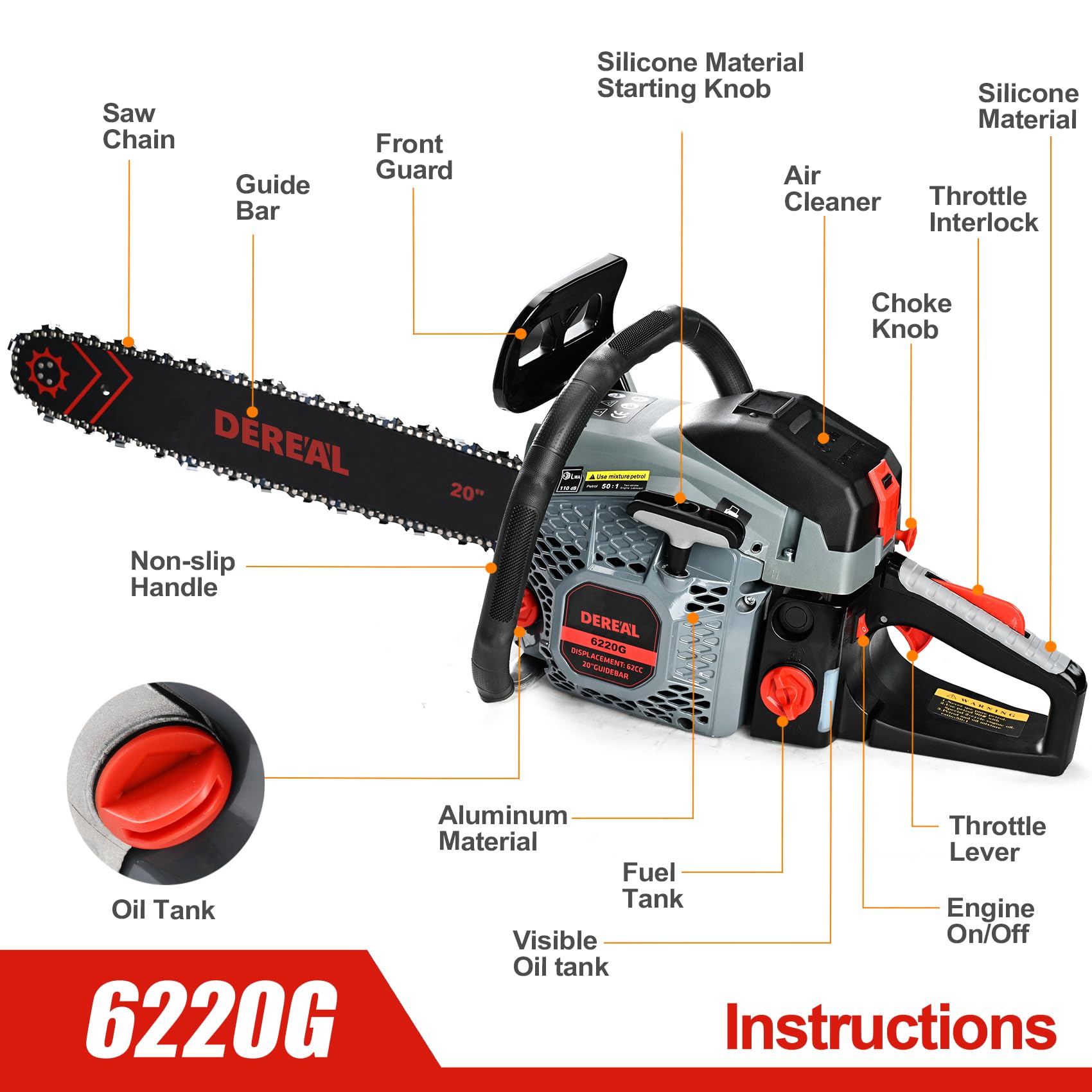 SALEM MASTER auto oiler system maintains chain lubrication for safer, longer cuts.