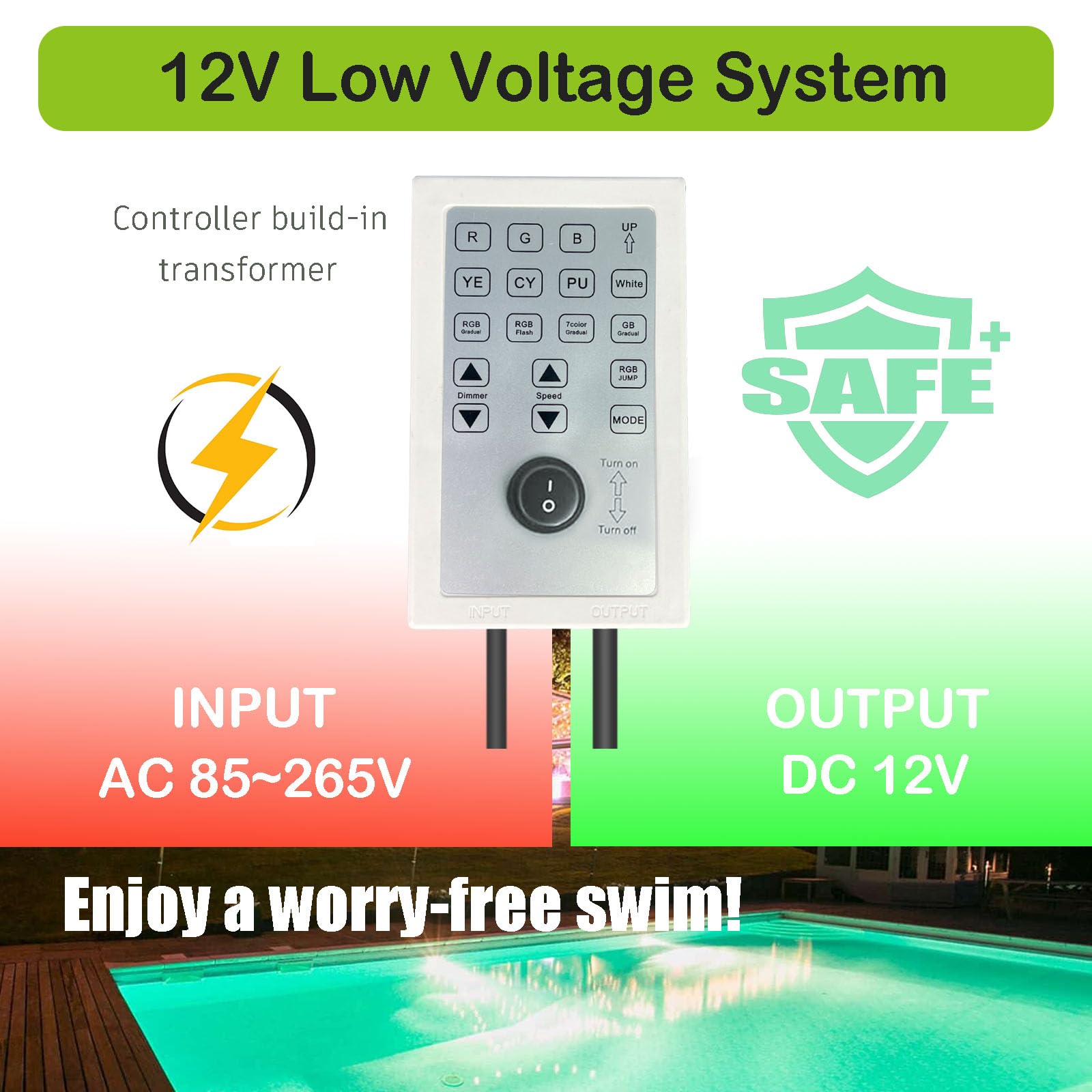 SALIFA 12V low-voltage transformer for safe, reliable underwater lighting.