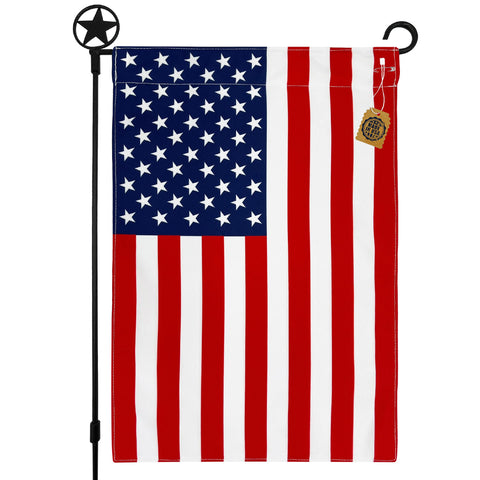 Salt and Palms American garden flag front view with double-sided stars and stripes.