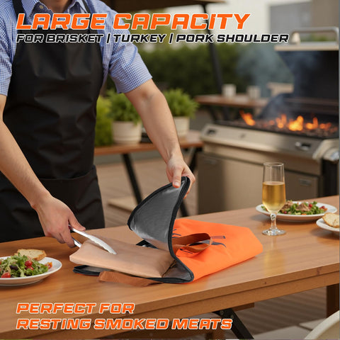 Saluvibe BBQ blanket showing leak-proof lining containing juices during resting