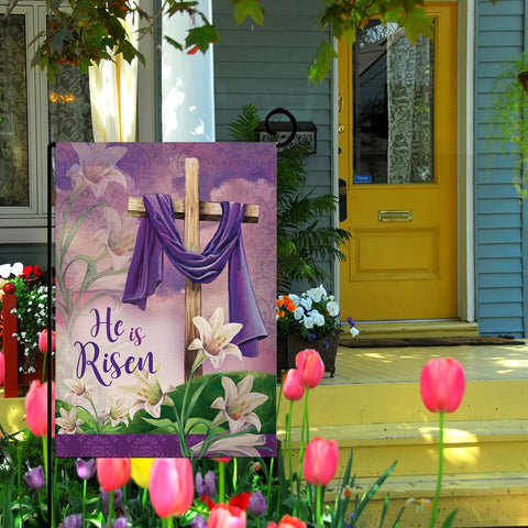 Sambosk Easter flag stand not included highlights easy outdoor display.