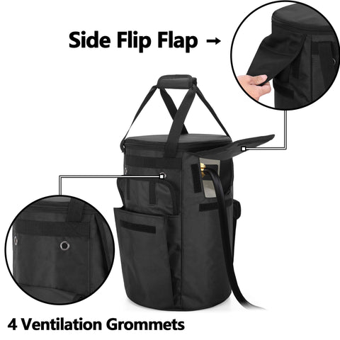 samdew propane tank cover side pocket open highlights quick access storage for small items.