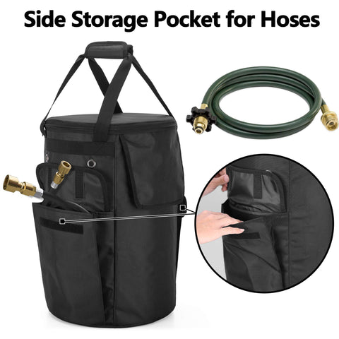 samdew propane tank cover stable tabletop shows a sturdy wobble-free surface for gear.