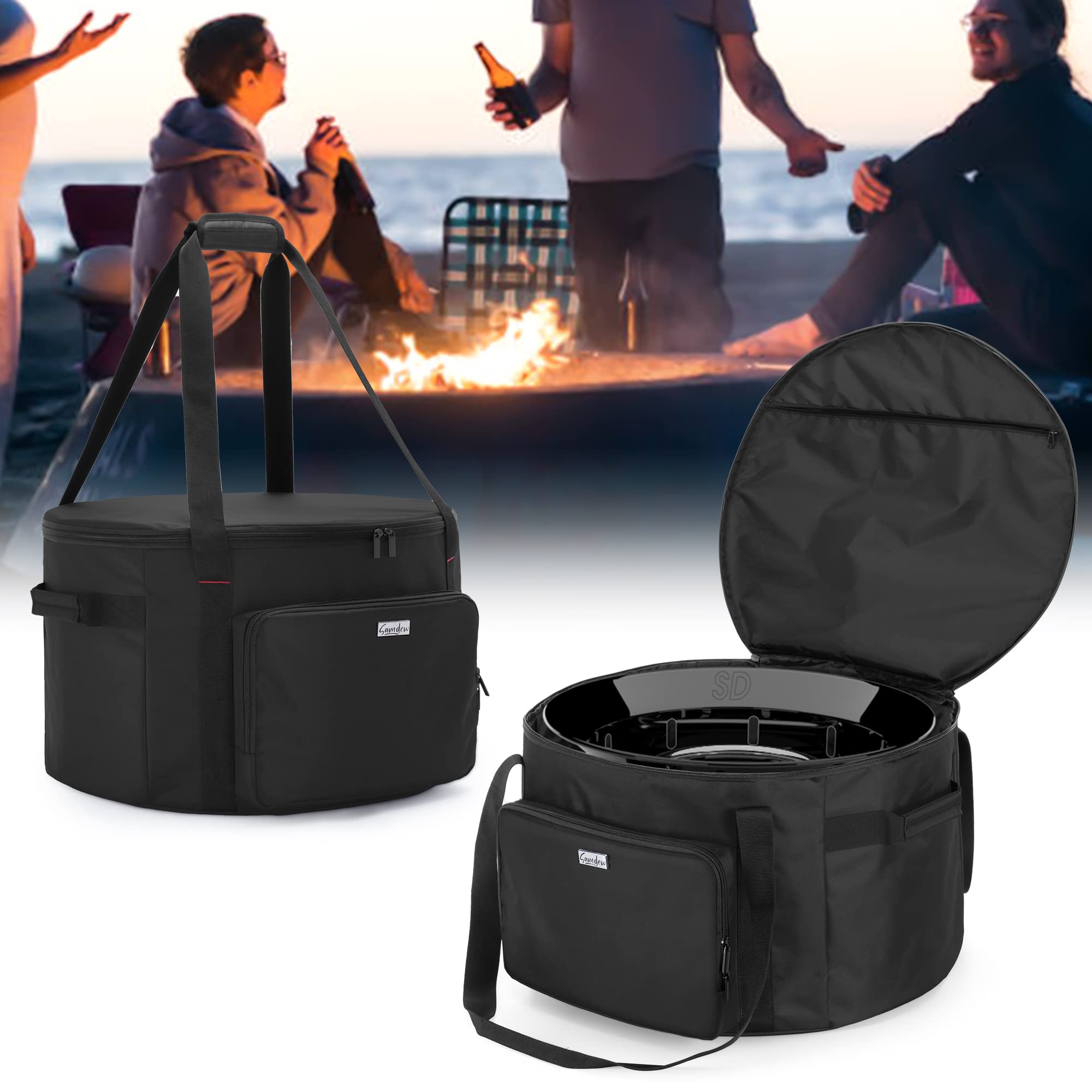 samdew 19-inch fire pit bag is built for durable outdoor use