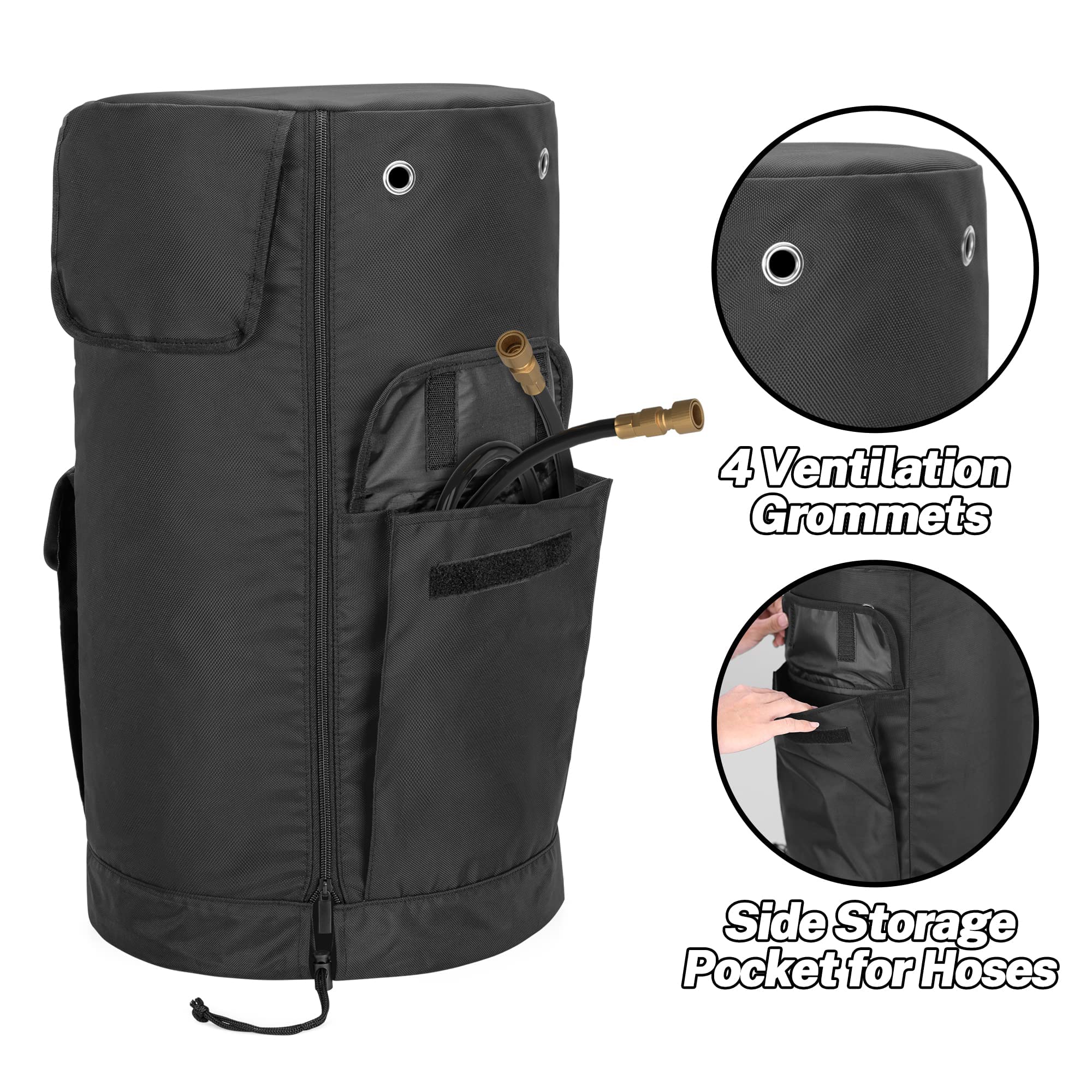 SAMDEW cover features two outer pockets for hoses, lighters, and small accessories.