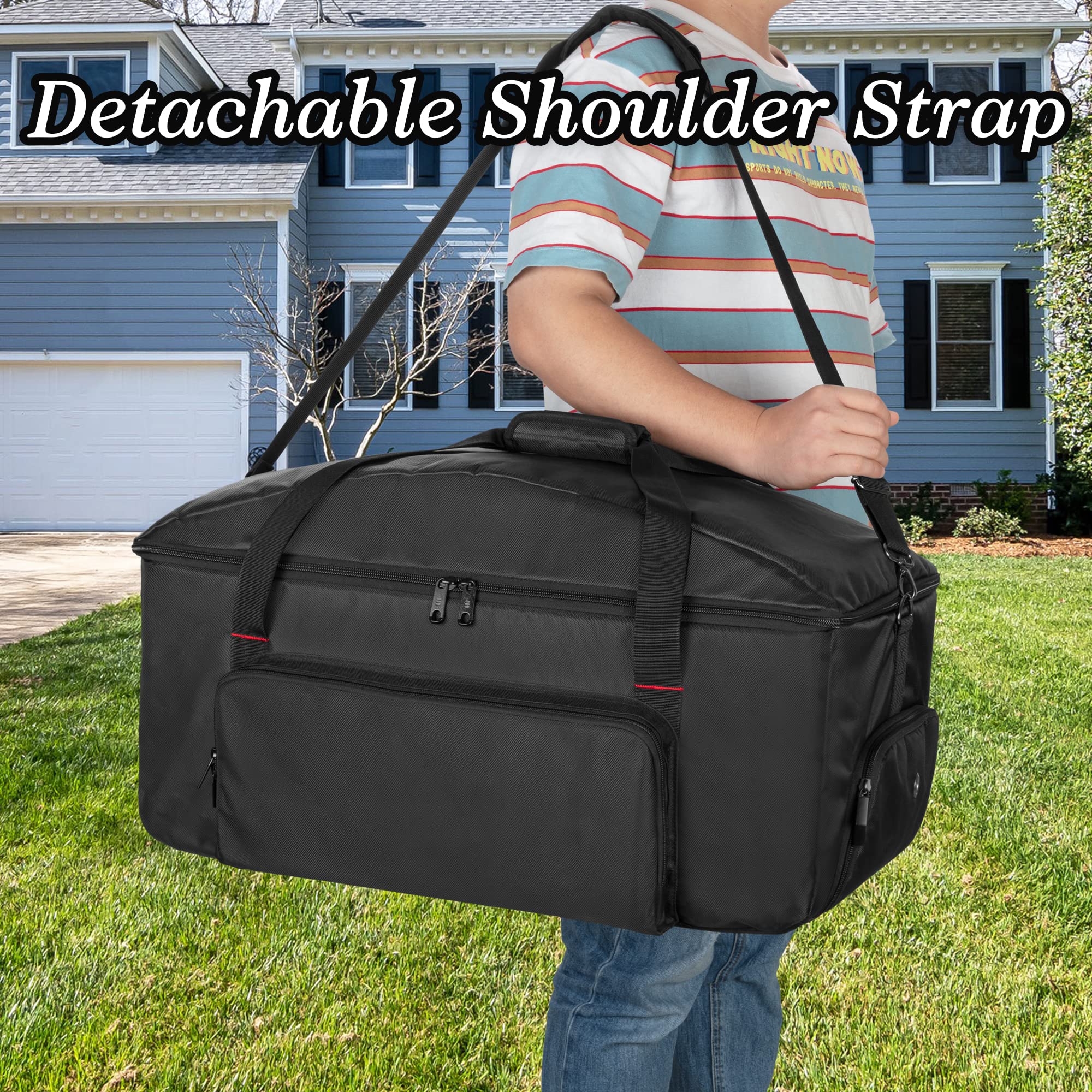 Samdew front pocket stores tongs and skewers for easy reach