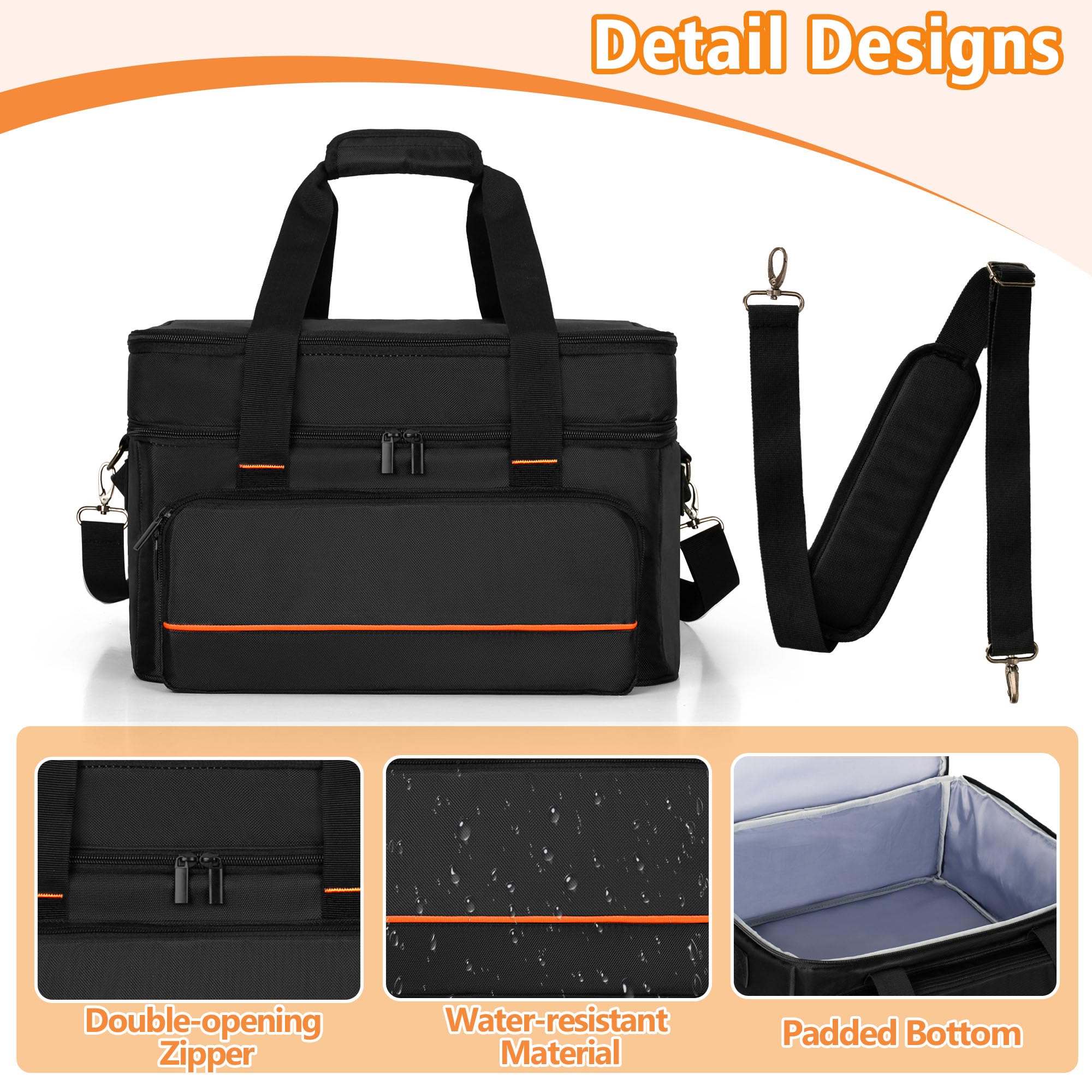 samdew front pocket organization keeps brushes and tools within easy reach.