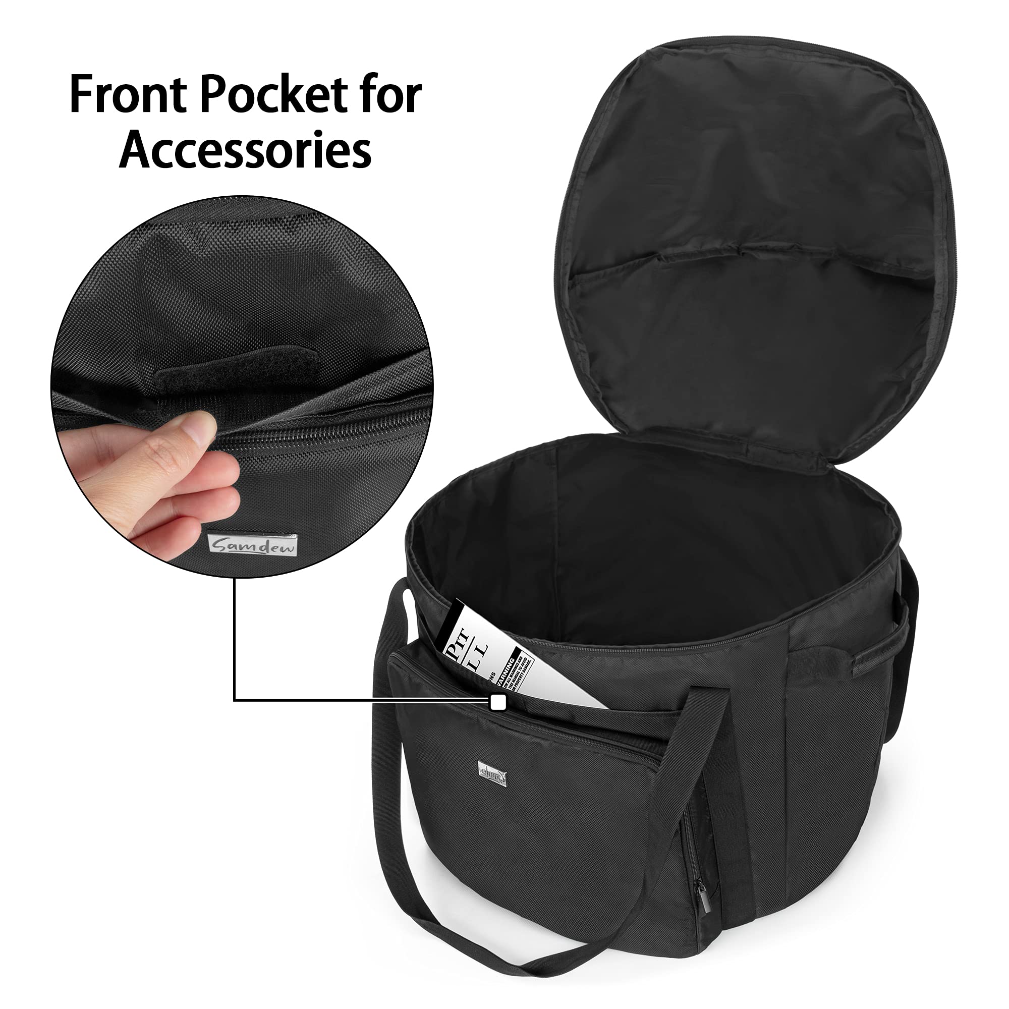 samdew grill bag with padded handles for comfortable carrying.