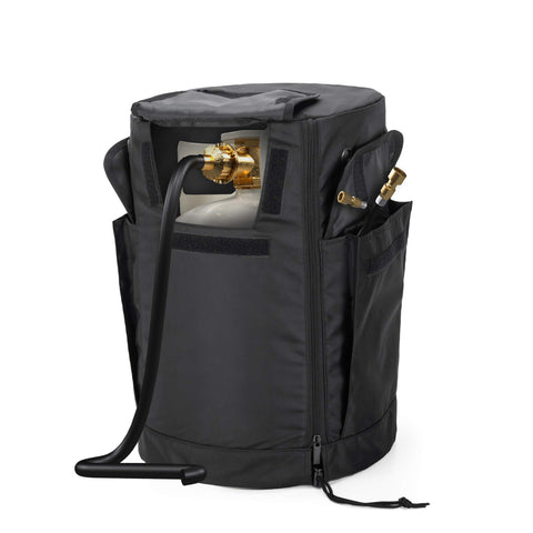 samdew propane tank cover with side flap showing easy access and secure fit