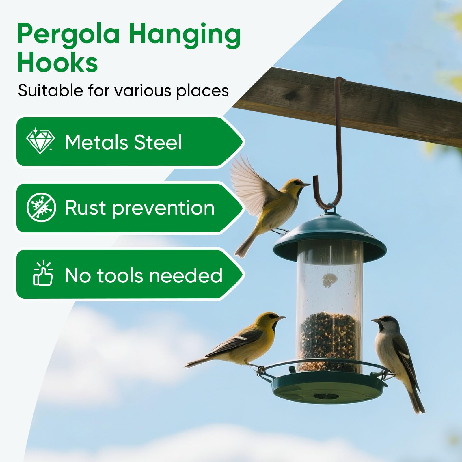 Samhard bird feeder hanger on fence provides easy access for wildlife viewing.