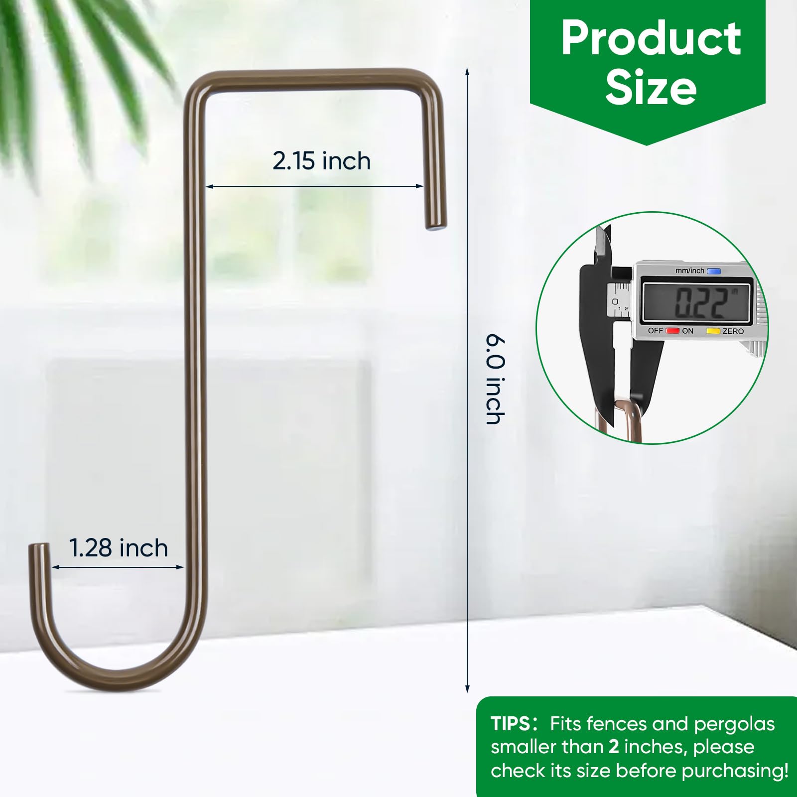 Samhard outdoor fence hook ideal for hanging lights, plants, or wind chimes.