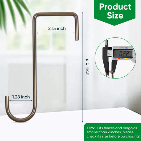 Samhard outdoor fence hook ideal for hanging lights, plants, or wind chimes.