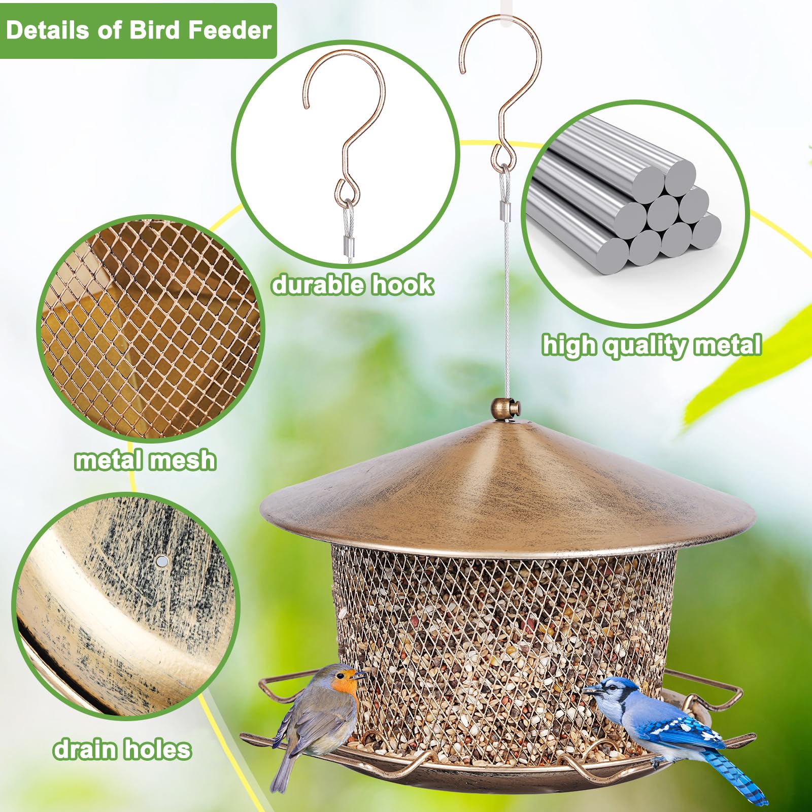 Samhe feeder with four feeding ports inviting multiple birds at once.