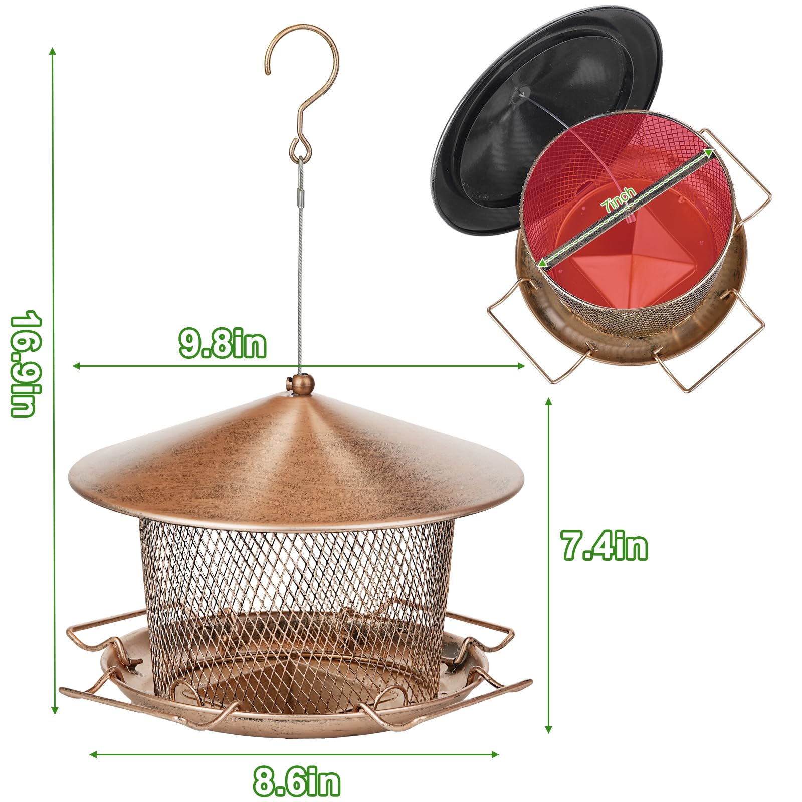 Samhe feeder highlights large 4-5 lb seed capacity for fewer refills.