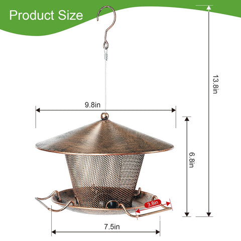 Samhe bird feeder weatherproof metal construction stands up to the elements.