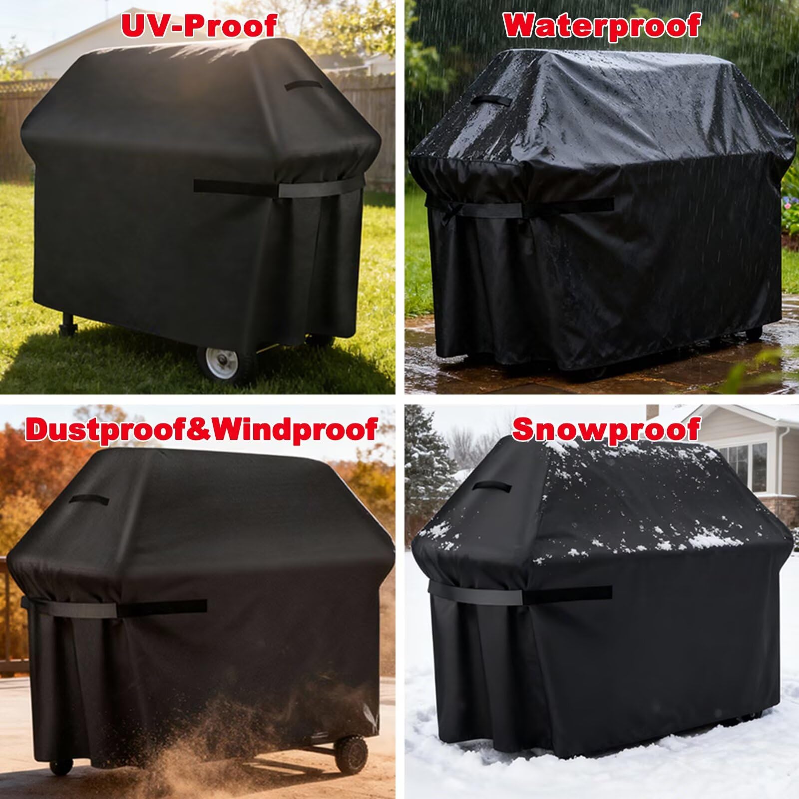 Samhe Grill Cover uses wide magic tape to stay secure in wind
