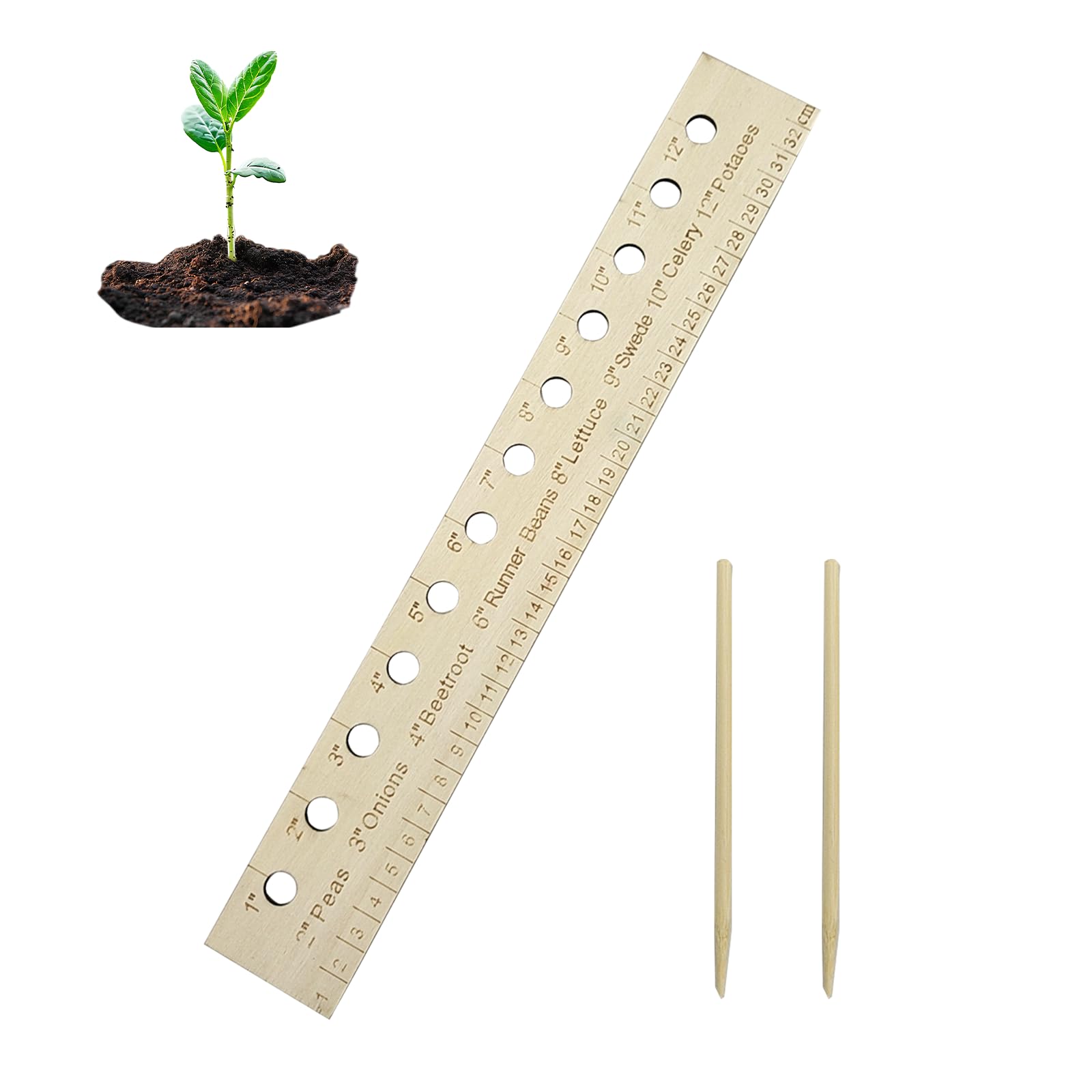 SAMIQU garden seed spacer ruler setup for precise seed rows.