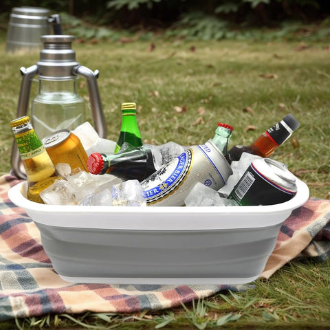 SAMMART collapsible wash basin folded demonstrates easy storage