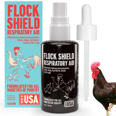 Samorillo Flock Shield bottle label shows 4 oz size and USA-made quality.