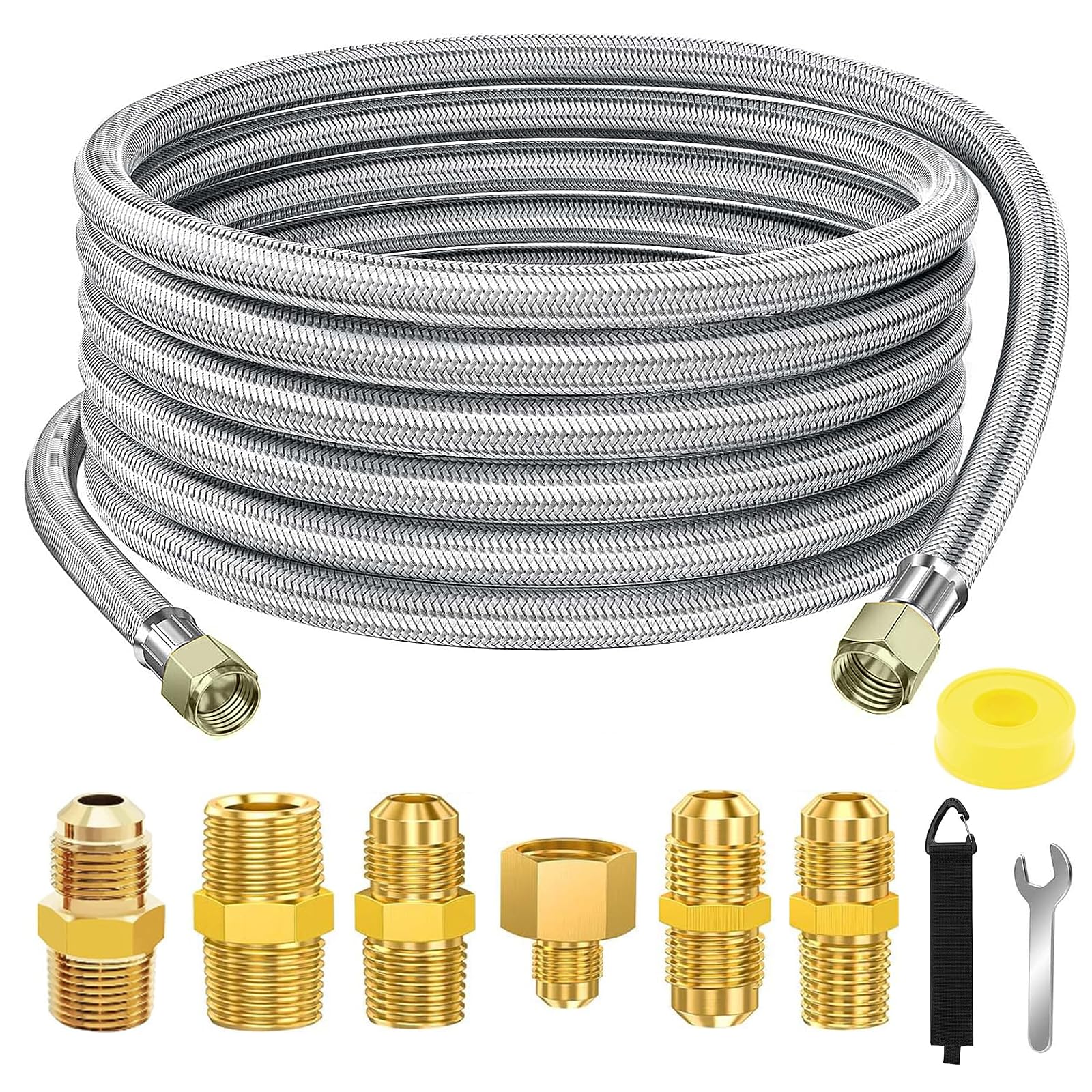 Samplife 24ft propane hose extension with connectors for versatile outdoor grill setups.