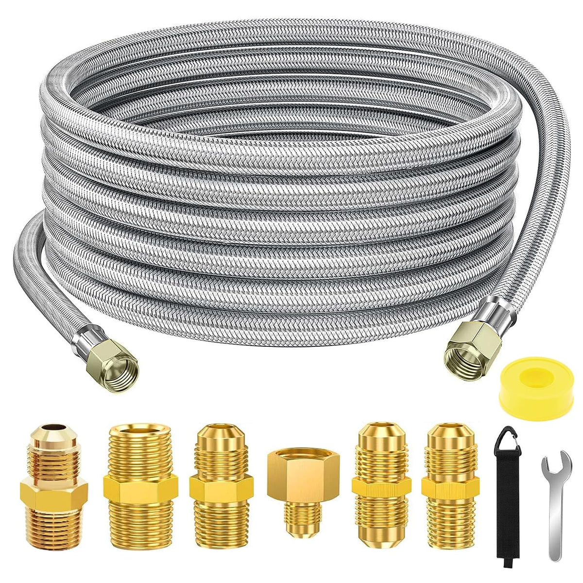 Samplife 24ft propane hose extension with connectors for versatile outdoor grill setups.