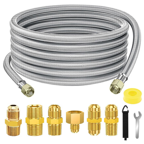 Samplife 24ft propane hose extension with connectors for versatile outdoor grill setups.