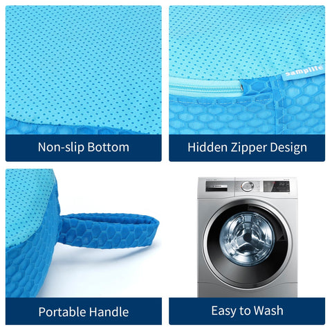 Samplife booster seat features 3D air mesh for fast drainage and quick drying.