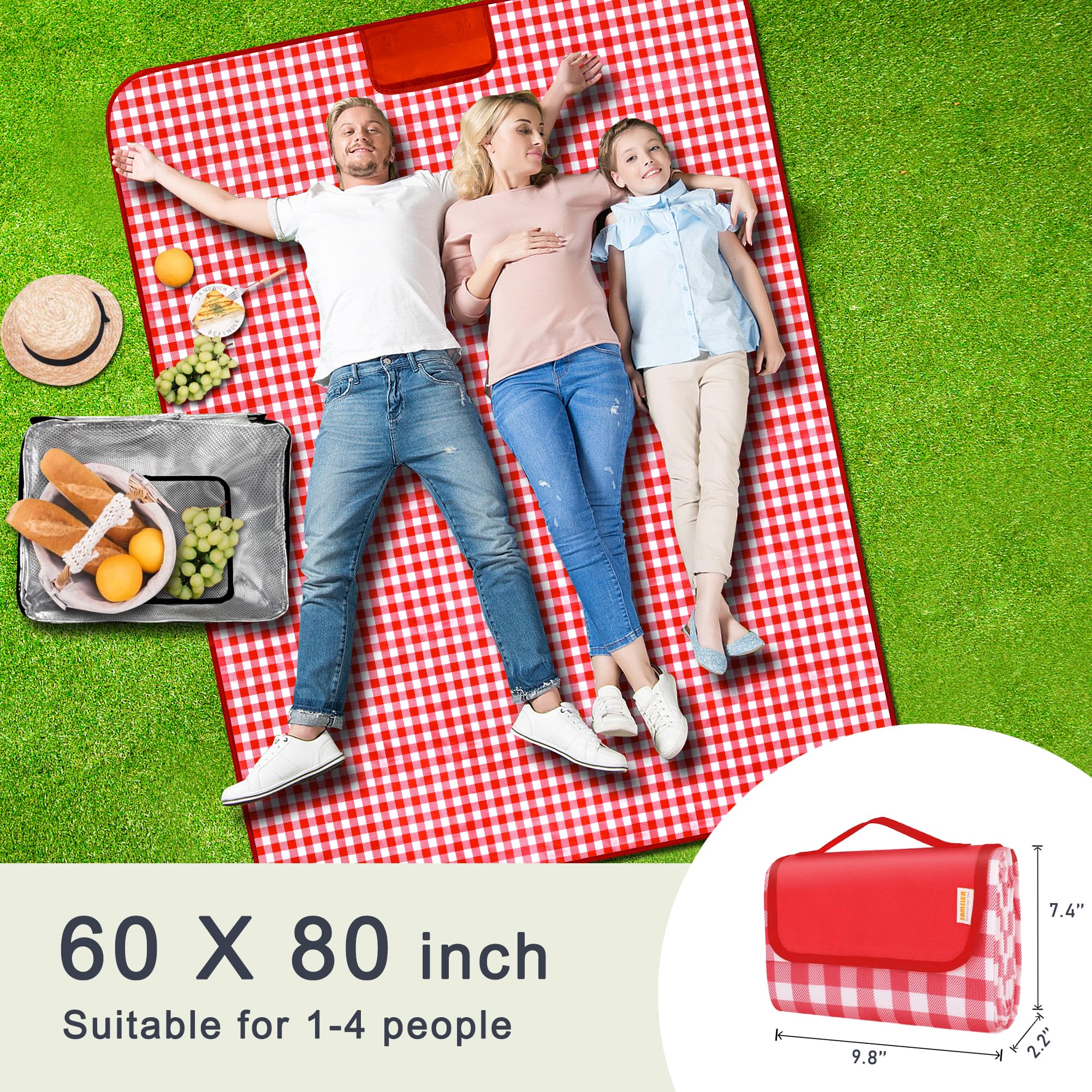 SAMSIER blanket with carry handle ready for on the go picnics