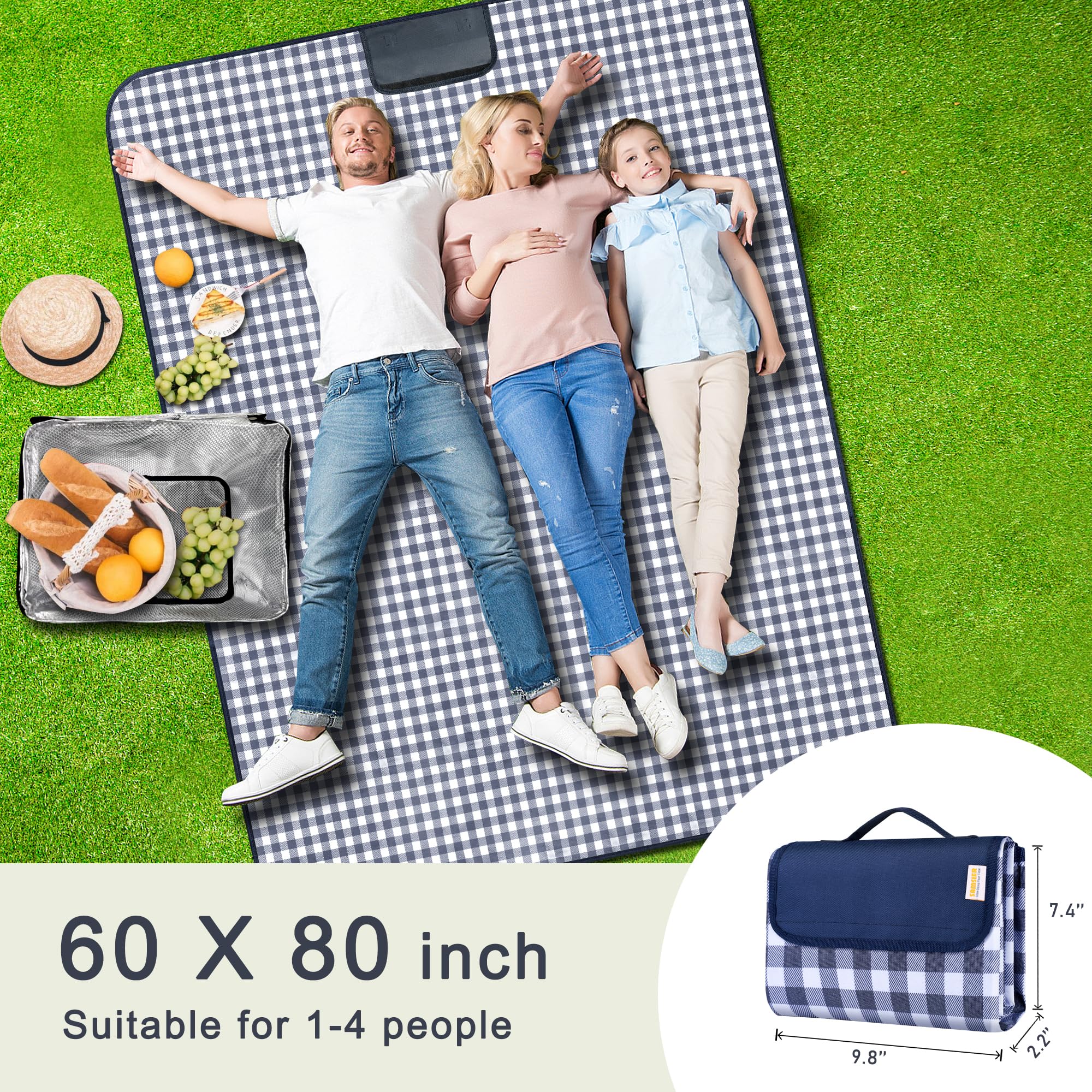 SAMSIER navy 60x80 inch blanket on sandy beach surface for sandproof comfort.