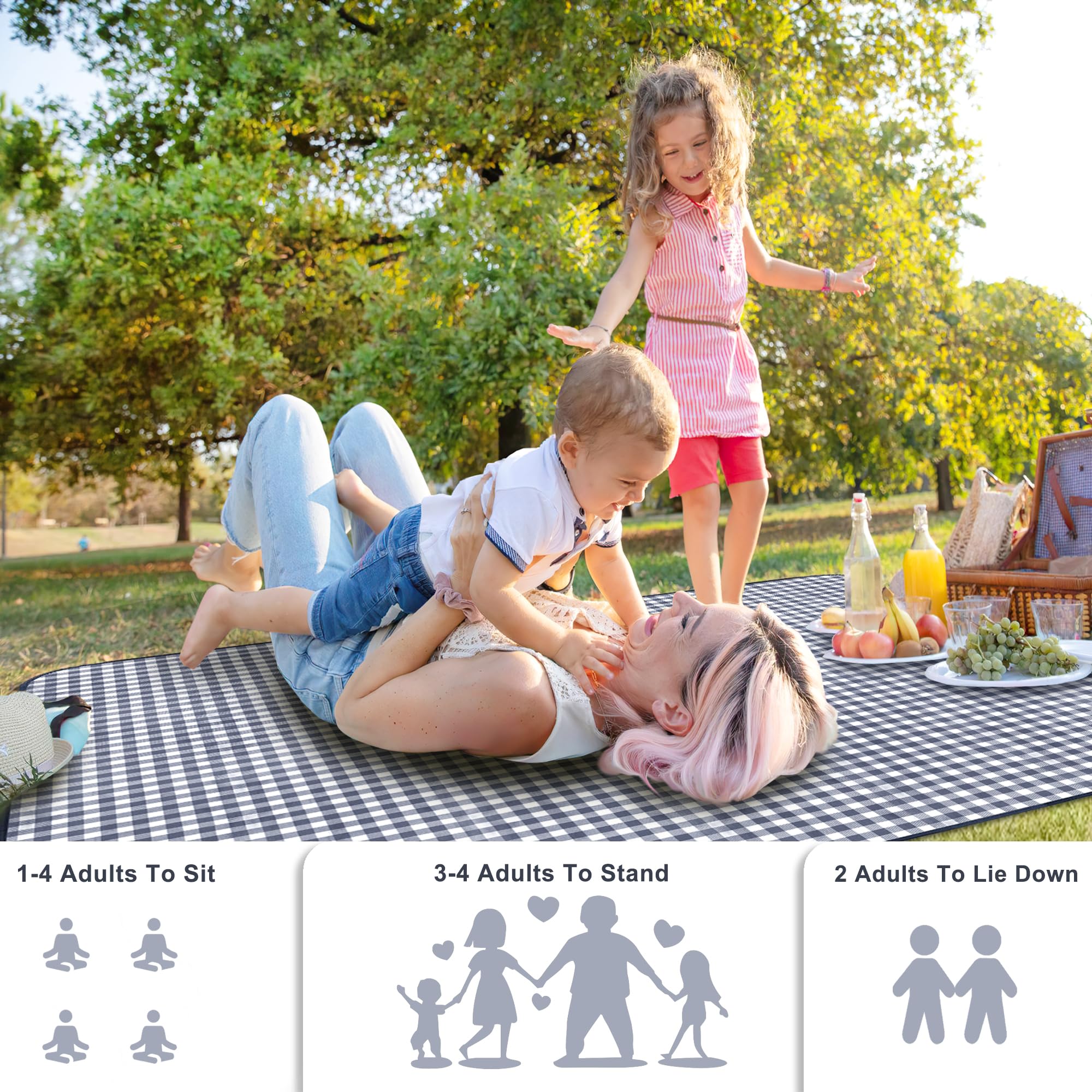 SAMSIER foldable picnic mat with carry handle ready for travel.