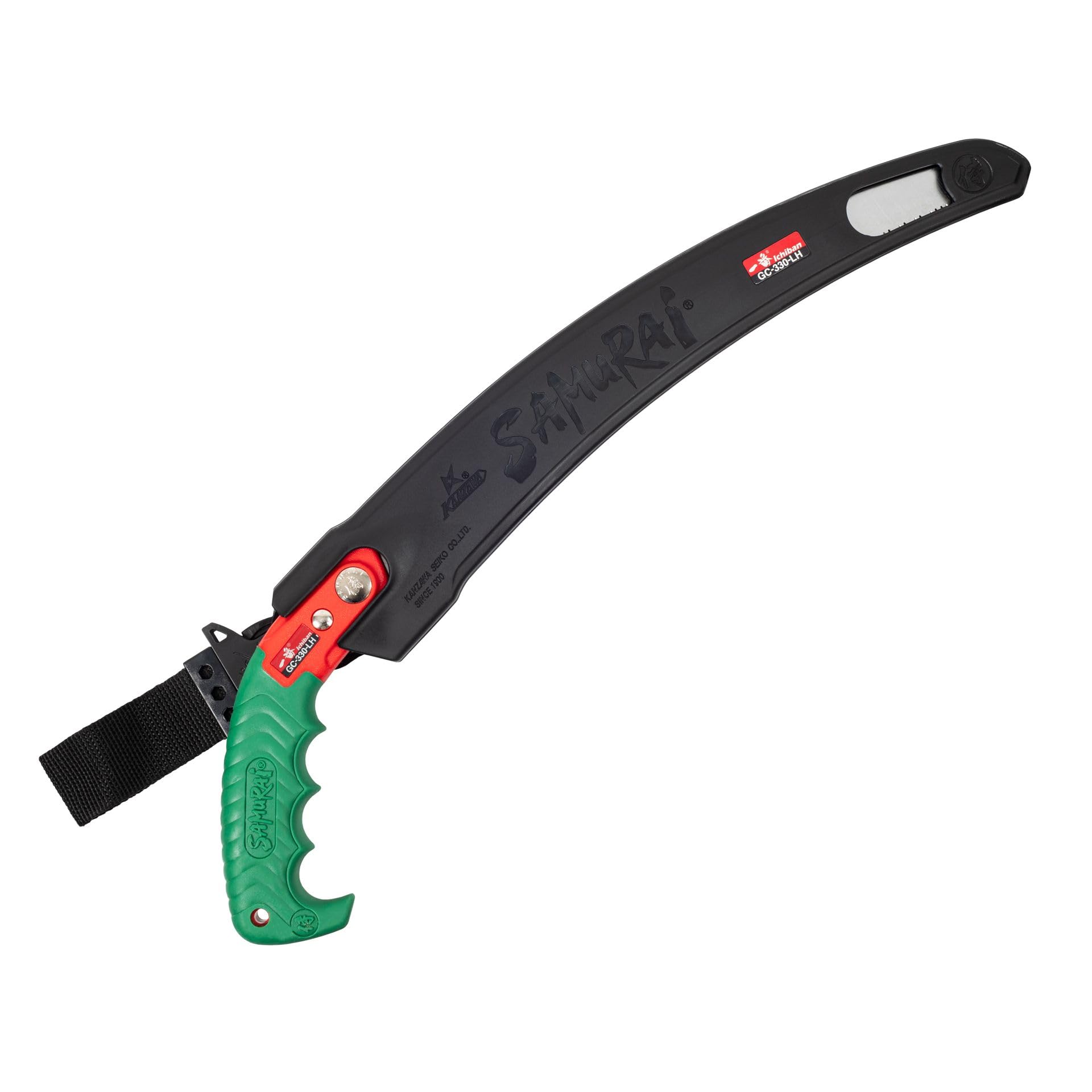 Ergonomic rubber handle of SAMURAI Ichiban provides a secure grip during pruning