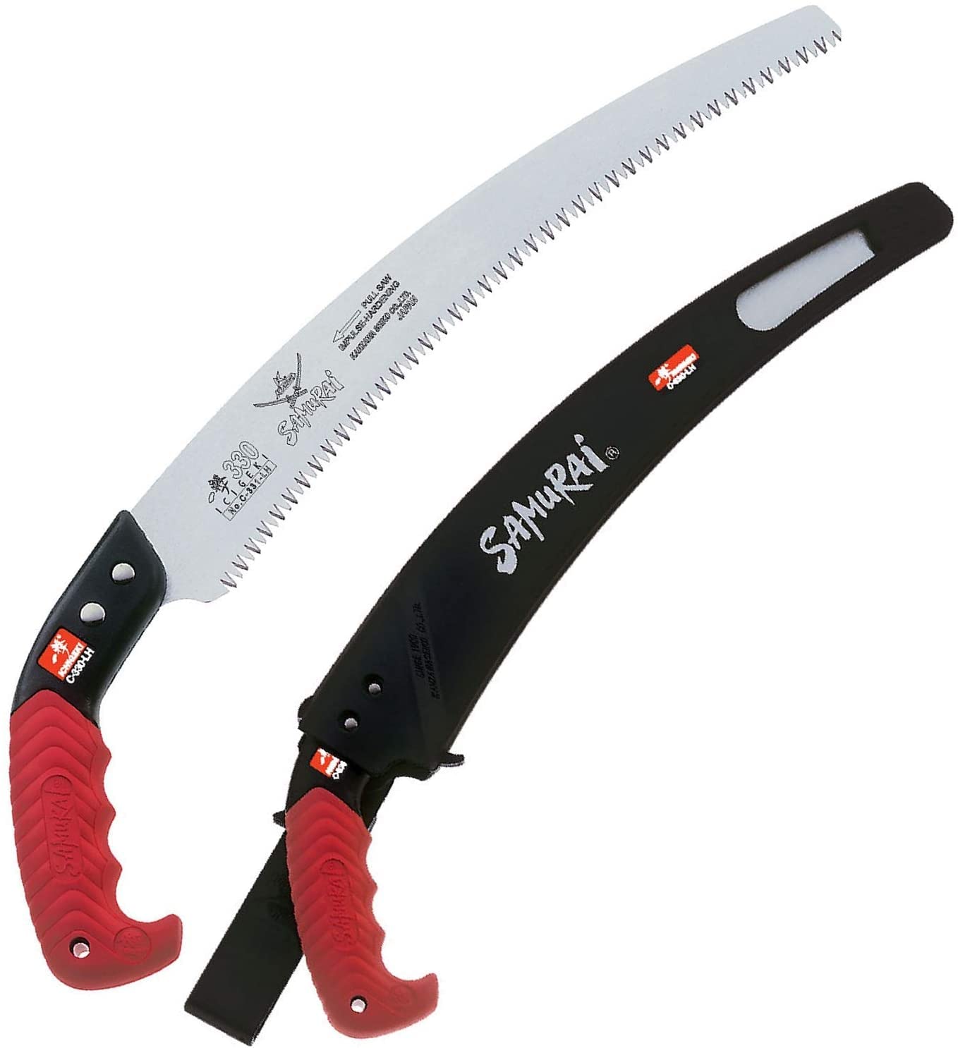 Samurai Kanzawa Ichigeki pruning saw blade close-up for precise cuts.